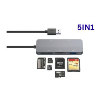 Card Reader, USB 3.0 Multi 5 in 1 SD/TF/M2/MS/CF/XD Picture Card Reader for Computer/Android/Micro SD/, Memory Stick Pro Duo Adapter Supports 5Gbps Speed, Five Cards Can be Read Simultaneously