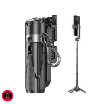JMARY MT-18 Handheld Tripods 3 in 1 Cell Phone Selfie Stick Tripod 4 Sections Extenable Foldable Pocket Size 2 Cold Shoe Mount 360° Rotation 10m