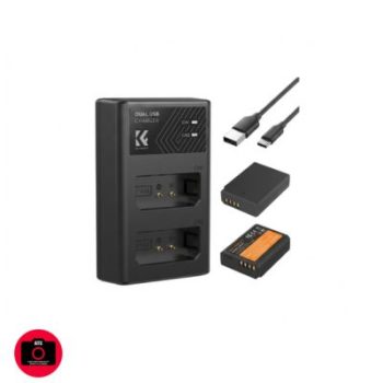 K&F Concept KF28.0028 Canon LP-E10 1200mAh 2 Batteries & Fast Dual Slot Charger Set – Black