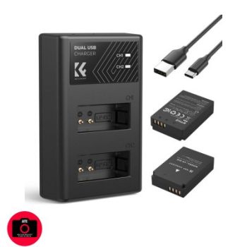 K&F Concept Canon LP-E12 Battery Kit – 2 Replacement Batteries and Dual Slot USB Charger (KF28.0029)