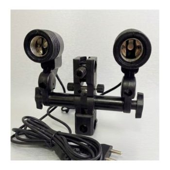 Twin E27 AC Slave Socket Adapter – Double Bulb Swivel Light Holder for Photography Studio – Adjustable Dual Head Lamp Bracket