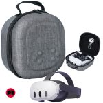 Fosmon Hard Carrying Case for Meta Quest 3 / 3S / Oculus Quest 2, Protective VR Travel Storage Bag with Soft Lining, Compatible with Apple Vision Pro & VR Accessories